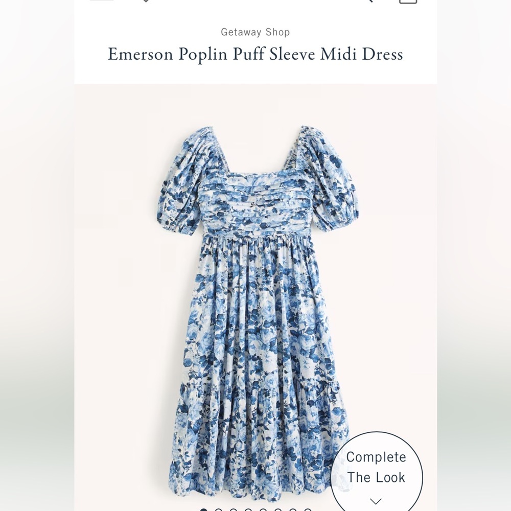 A&F Emerson Poplin Puff Sleeve Floral Midi Dress (Petite XXS)